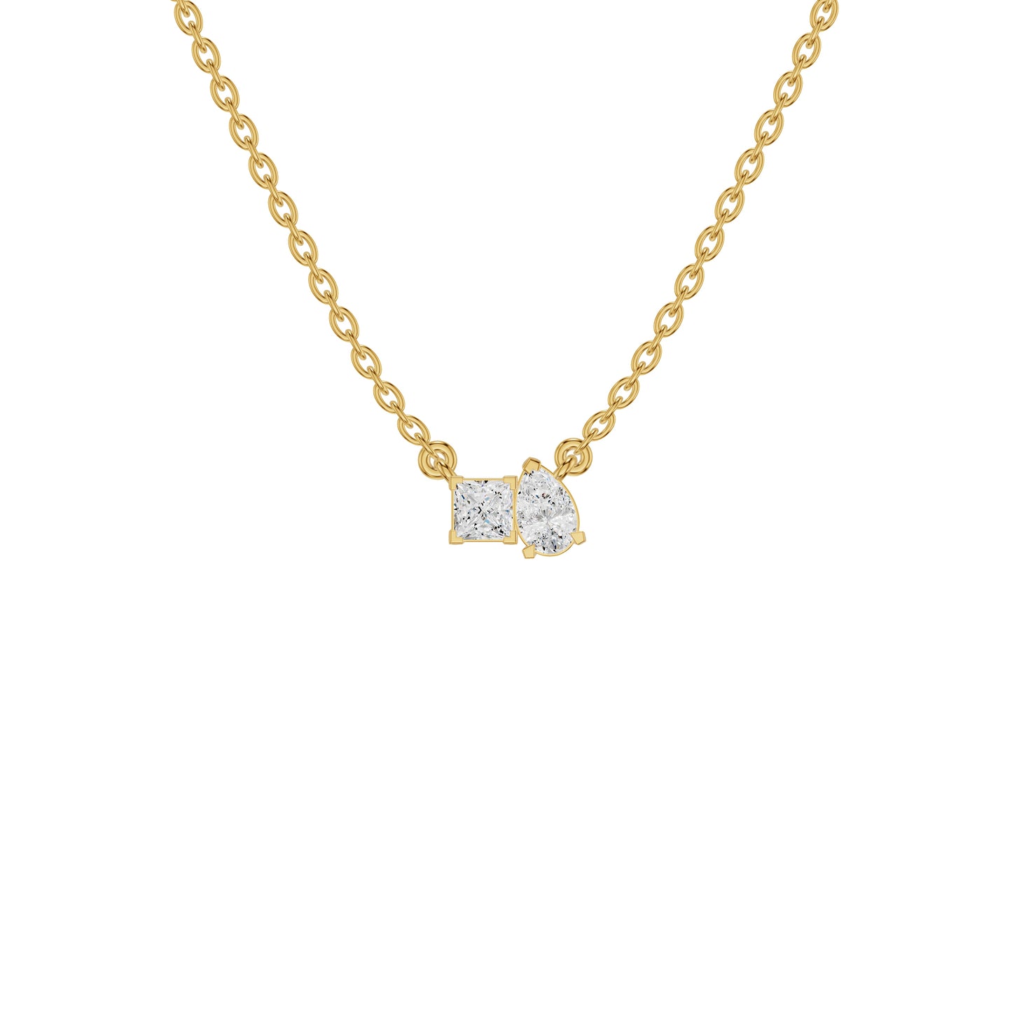 Toi et Moi Solitaire Diamond Chain Necklace