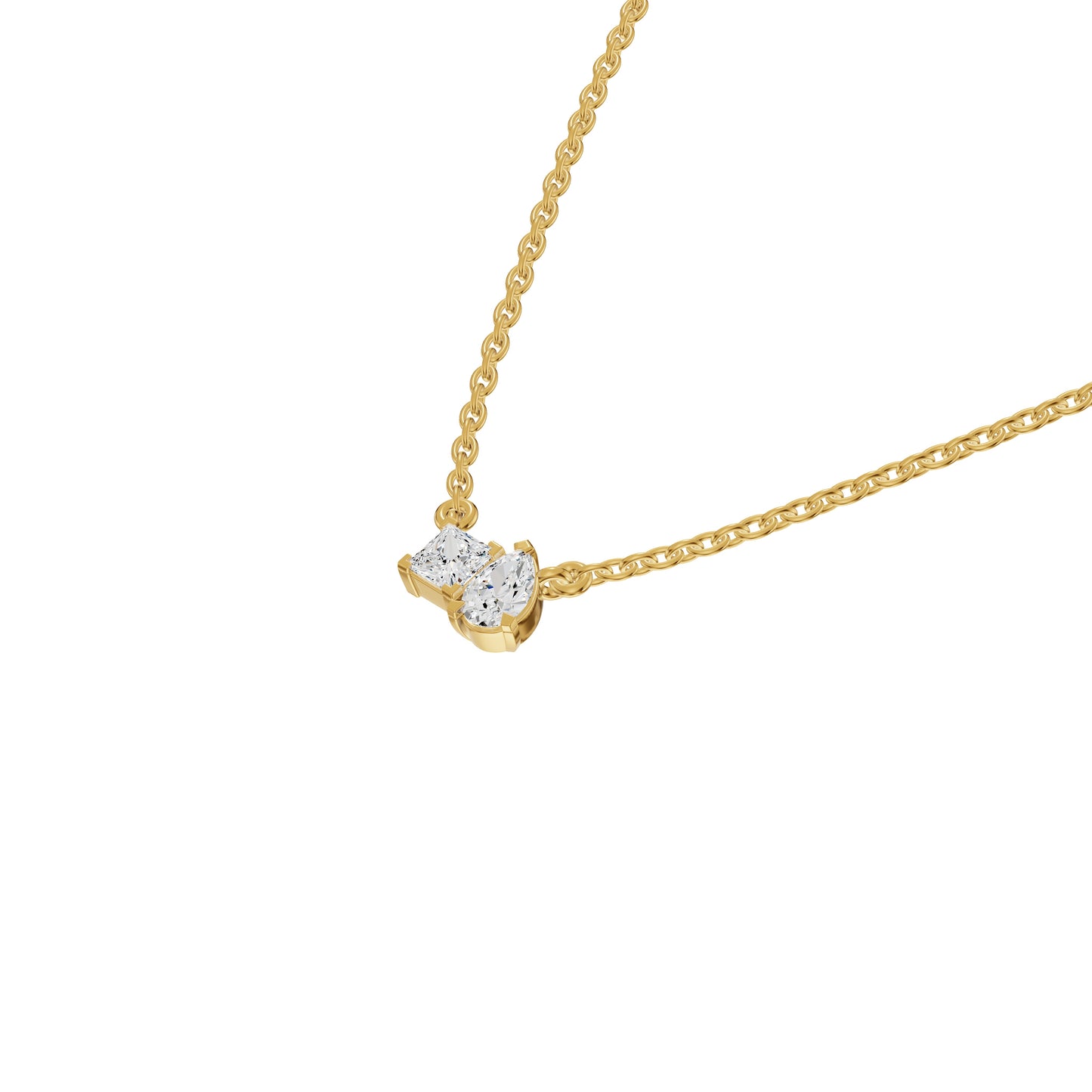 Toi et Moi Solitaire Diamond Chain Necklace