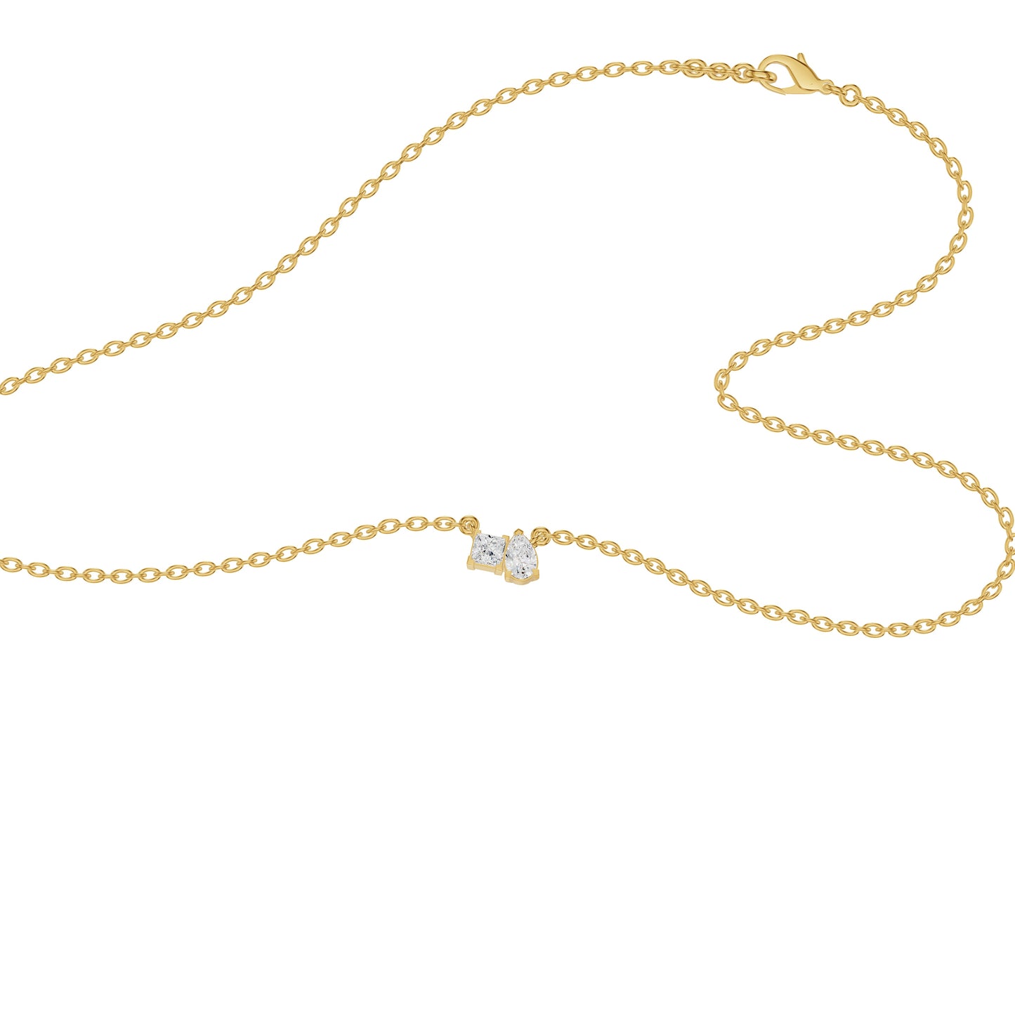 Toi et Moi Solitaire Diamond Chain Necklace