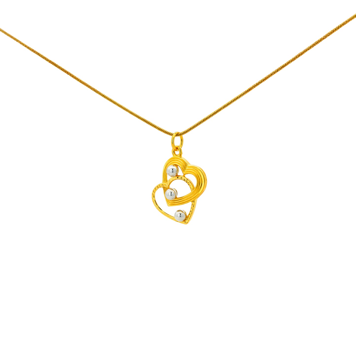 Interlocked Hearts Gold Pendant