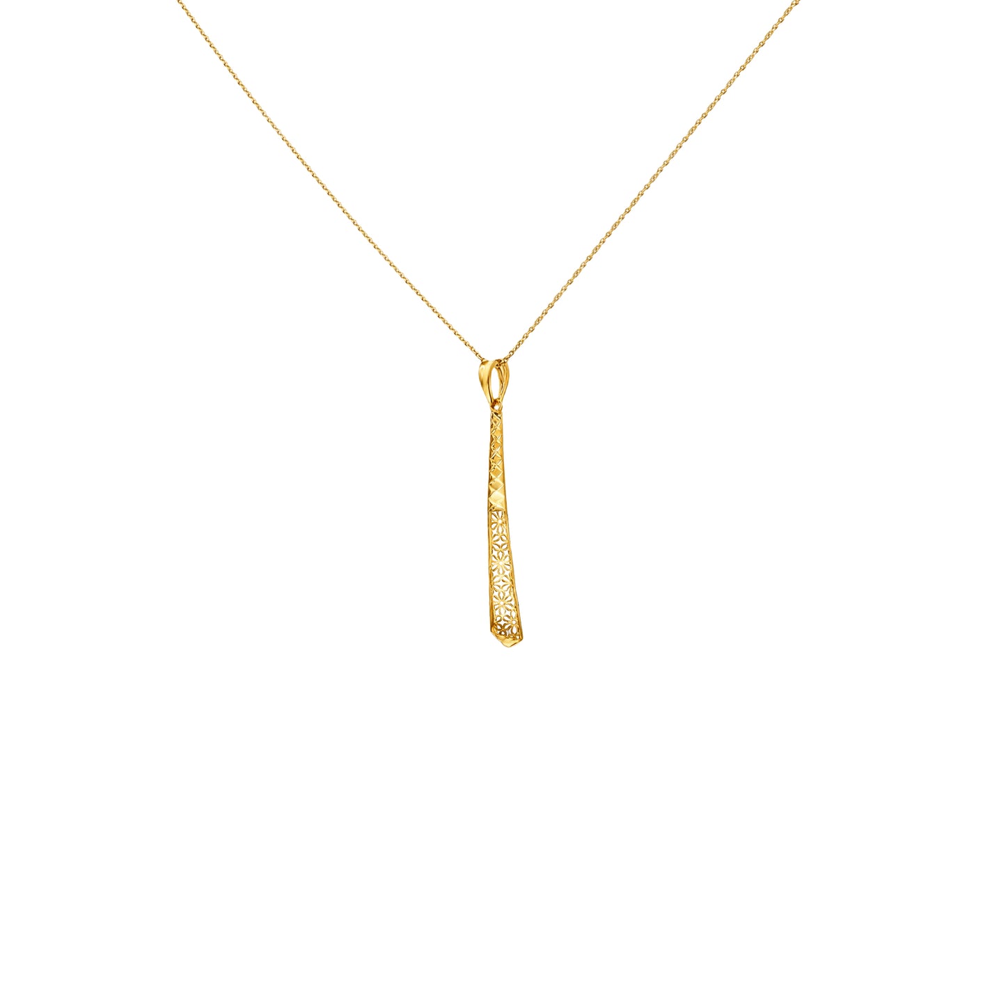 Elongated Spike Gold Pendant