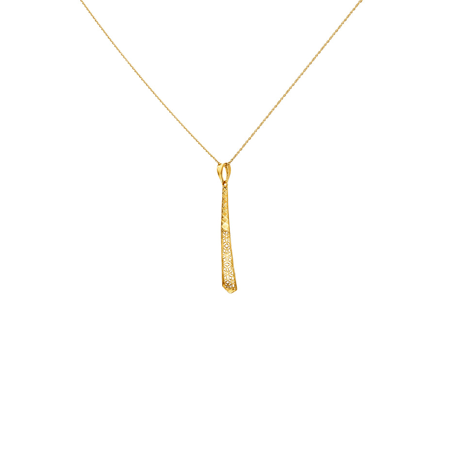 Elongated Spike Gold Pendant