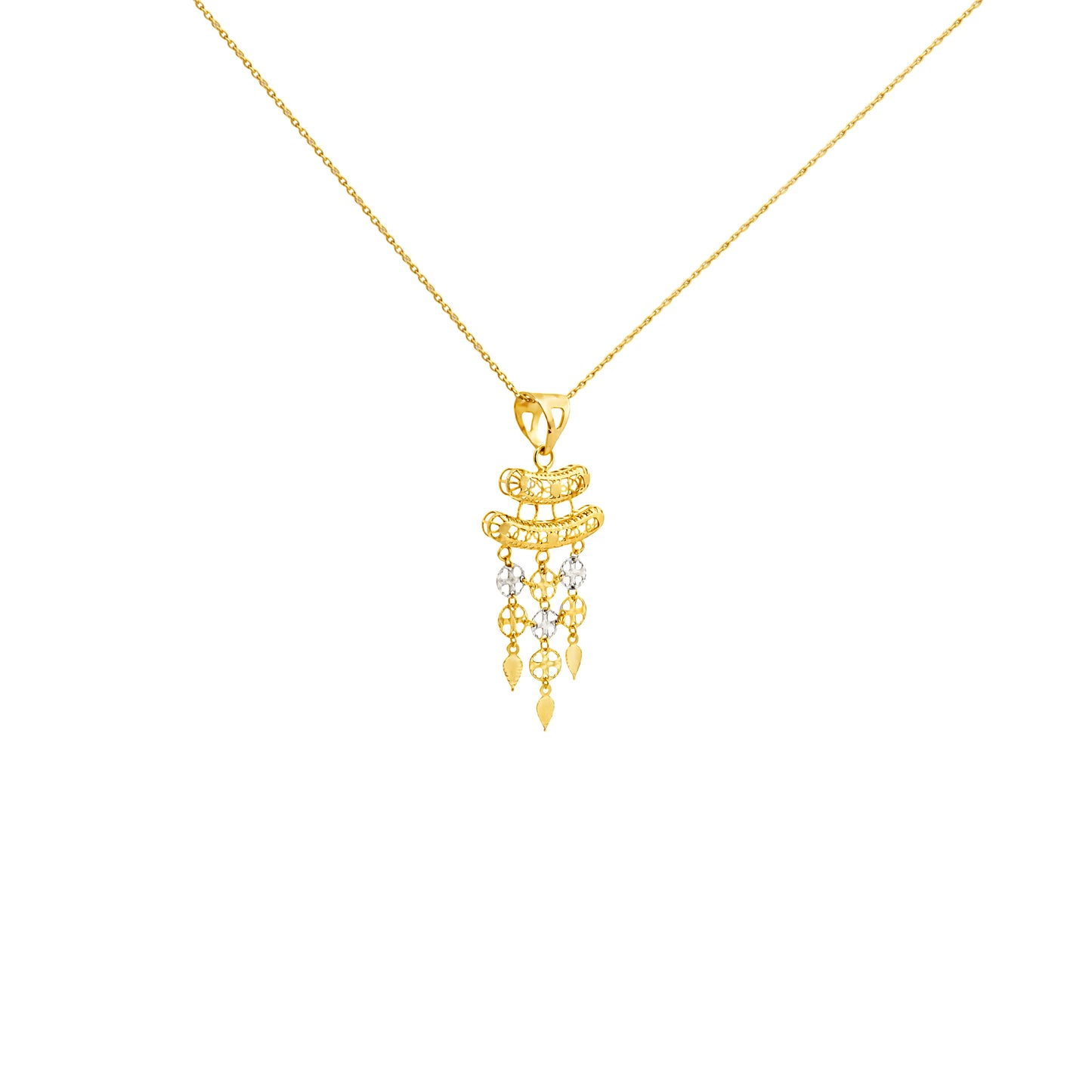 Multi-Element Gold Drop Pendant