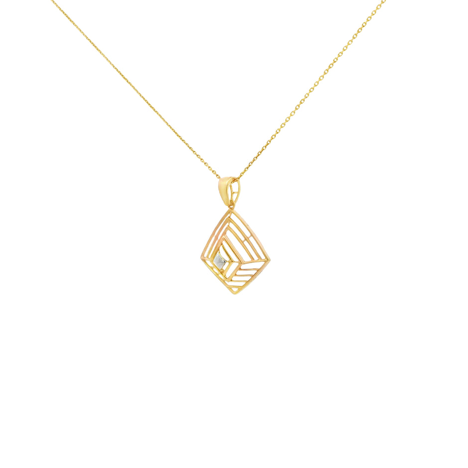 Layered Frame Illusion Gold Pendant