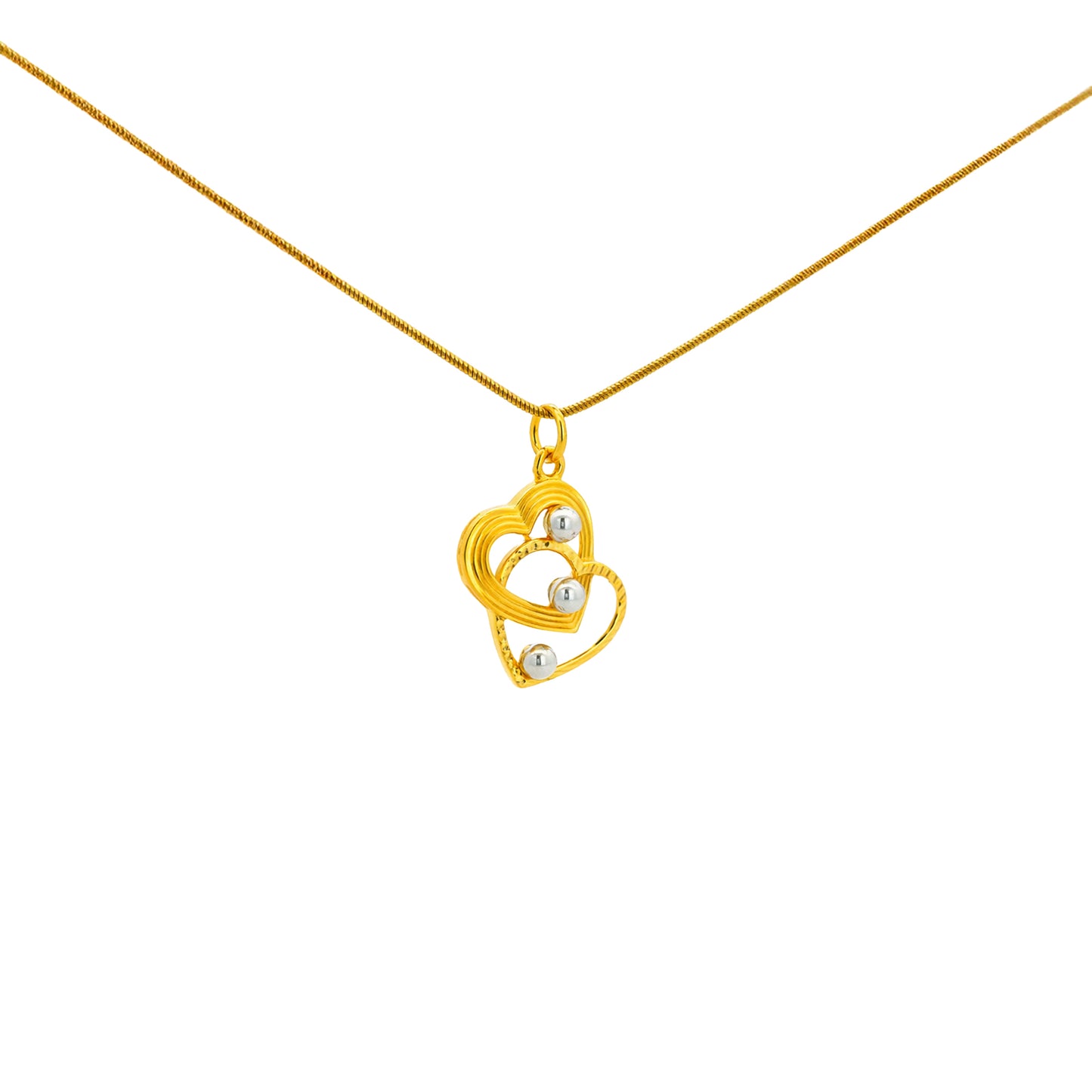 Interlocked Hearts Gold Pendant