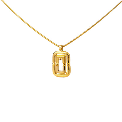 Structured Link Frame Gold Pendant