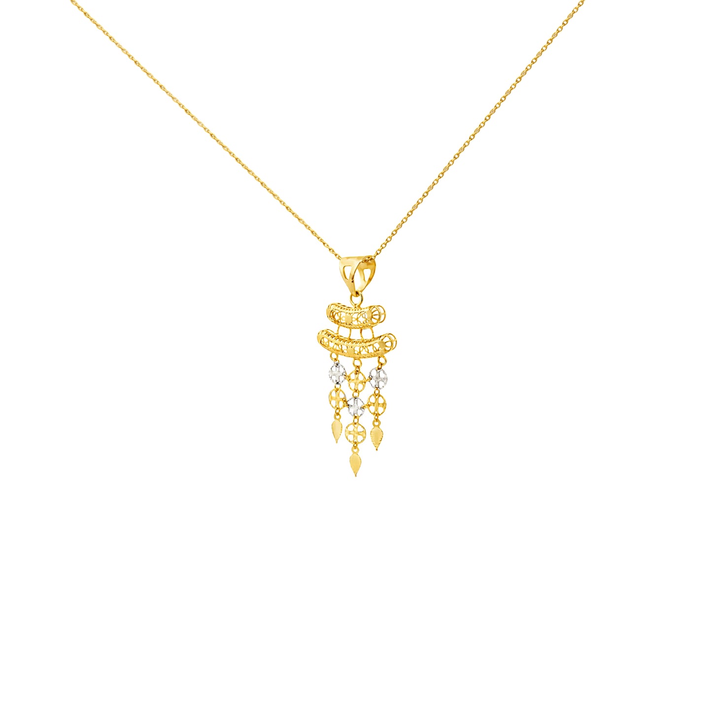 Multi-Element Gold Drop Pendant