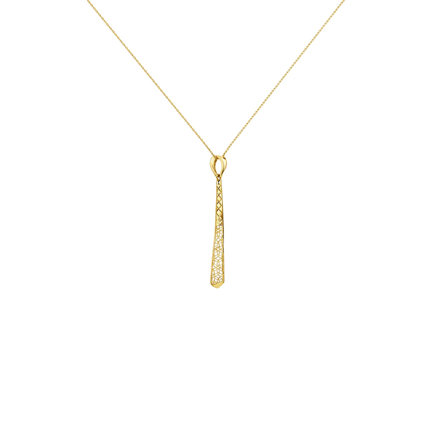 Elongated Spike Gold Pendant