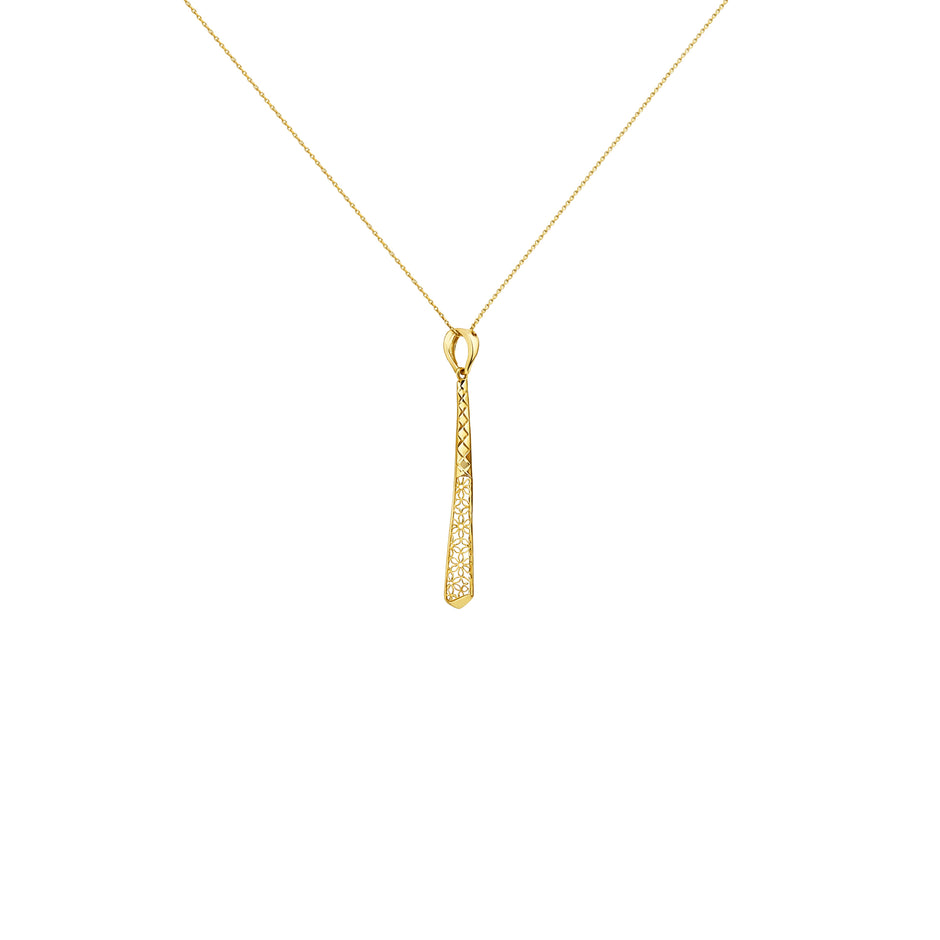 Elongated Spike Gold Pendant