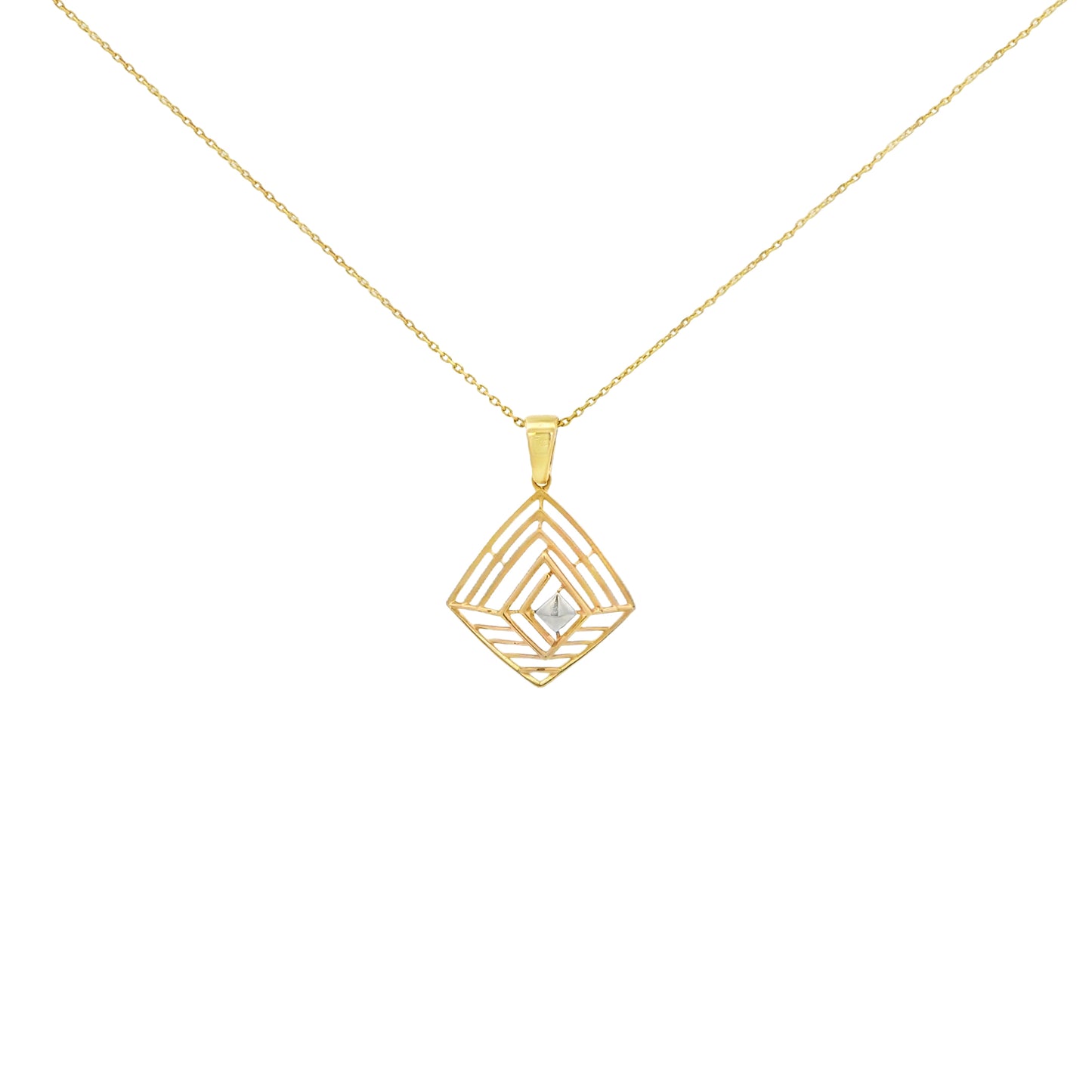 Layered Frame Illusion Gold Pendant