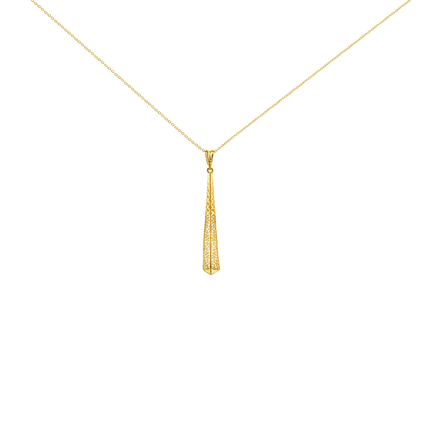 Elongated Spike Gold Pendant