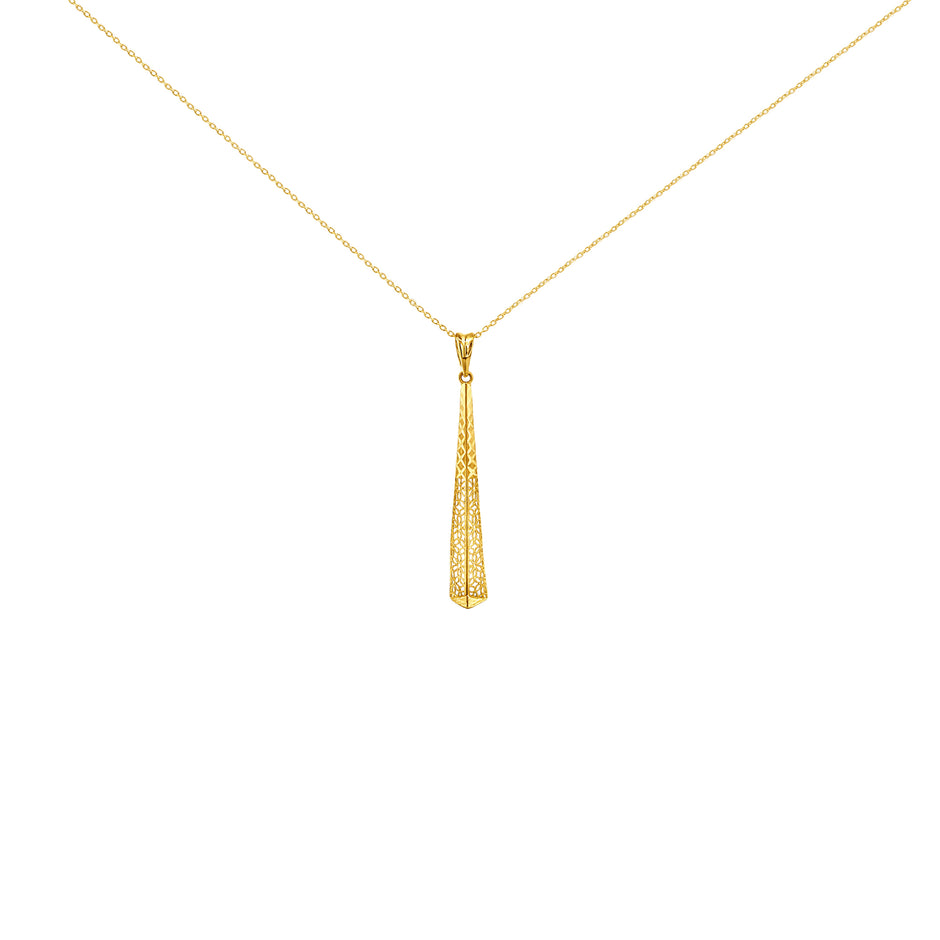 Elongated Spike Gold Pendant