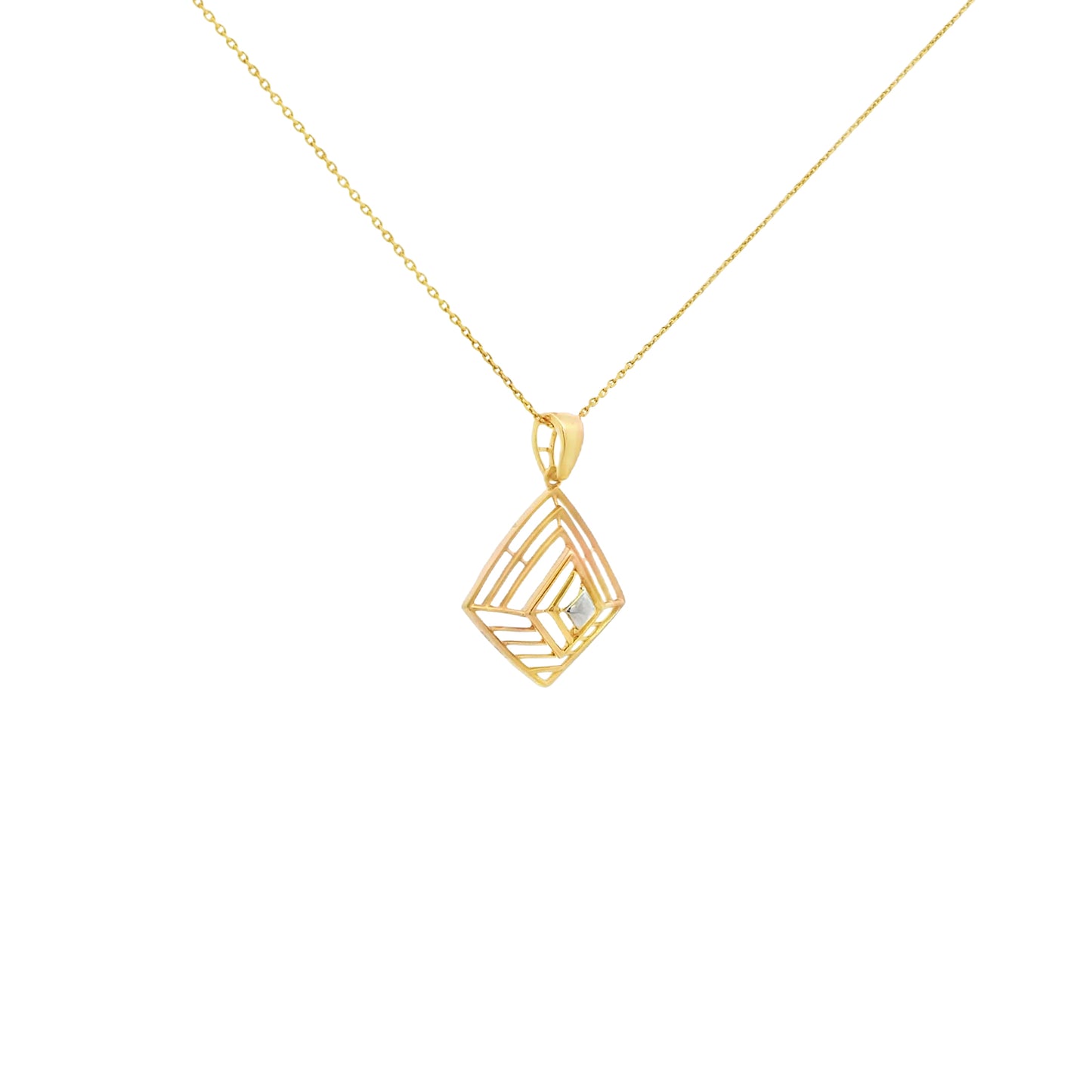 Layered Frame Illusion Gold Pendant