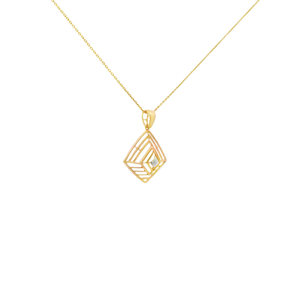Layered Frame Illusion Gold Pendant