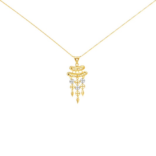 Multi-Element Gold Drop Pendant