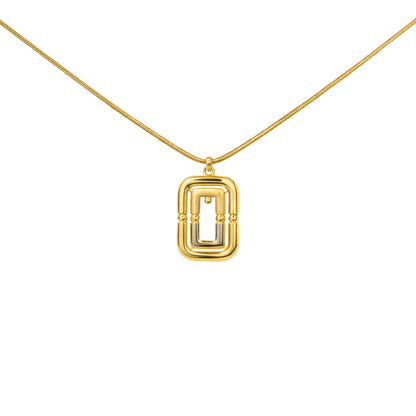 Structured Link Frame Gold Pendant