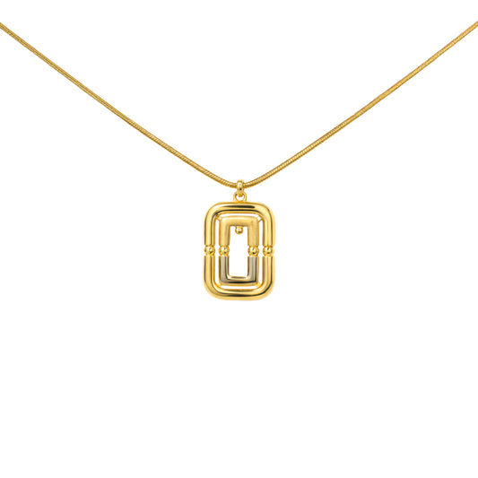 Structured Link Frame Gold Pendant