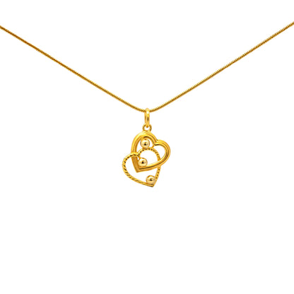 Interlocked Hearts Gold Pendant