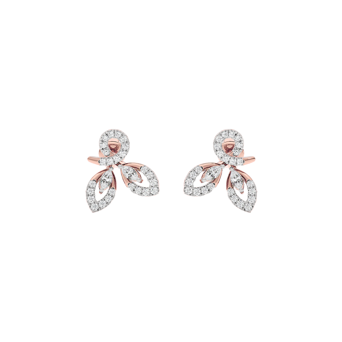 Tri-Petal Shine Diamond Earrings