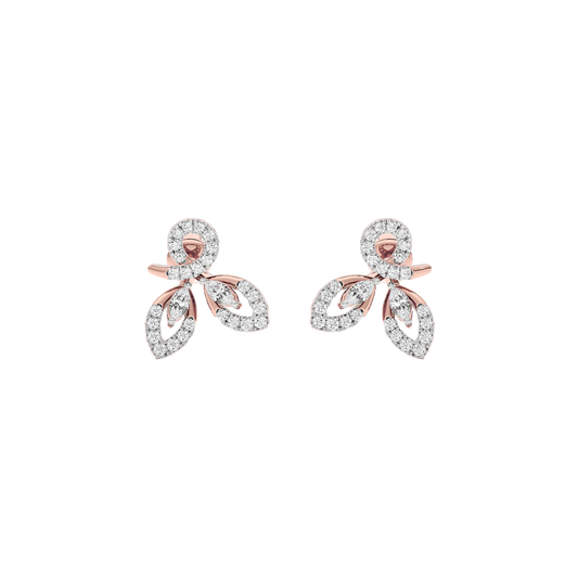 Tri-Petal Shine Diamond Earrings