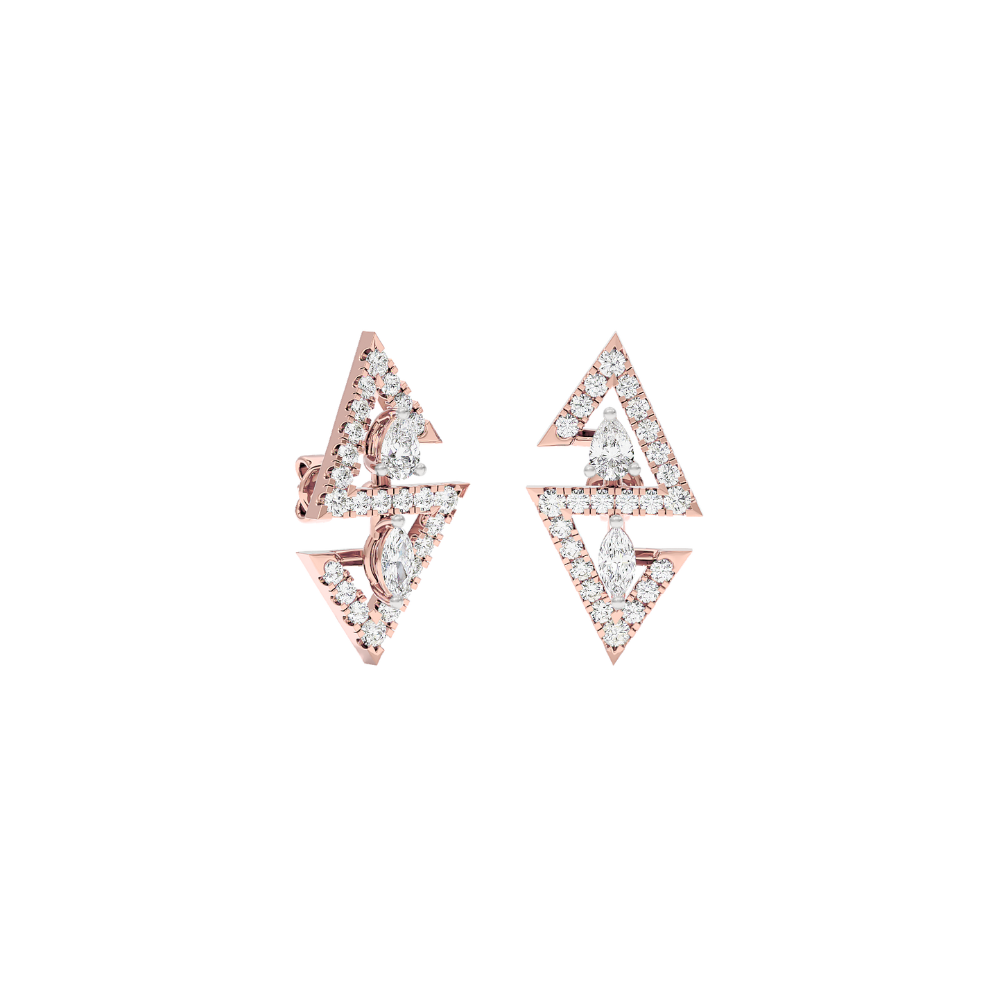 Angular Spark Two Tone Diamond Earring