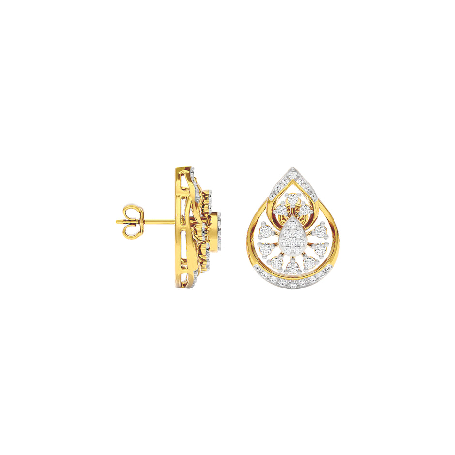 Leafy Glow Dimond Earrings 18 KT / Yellow Gold