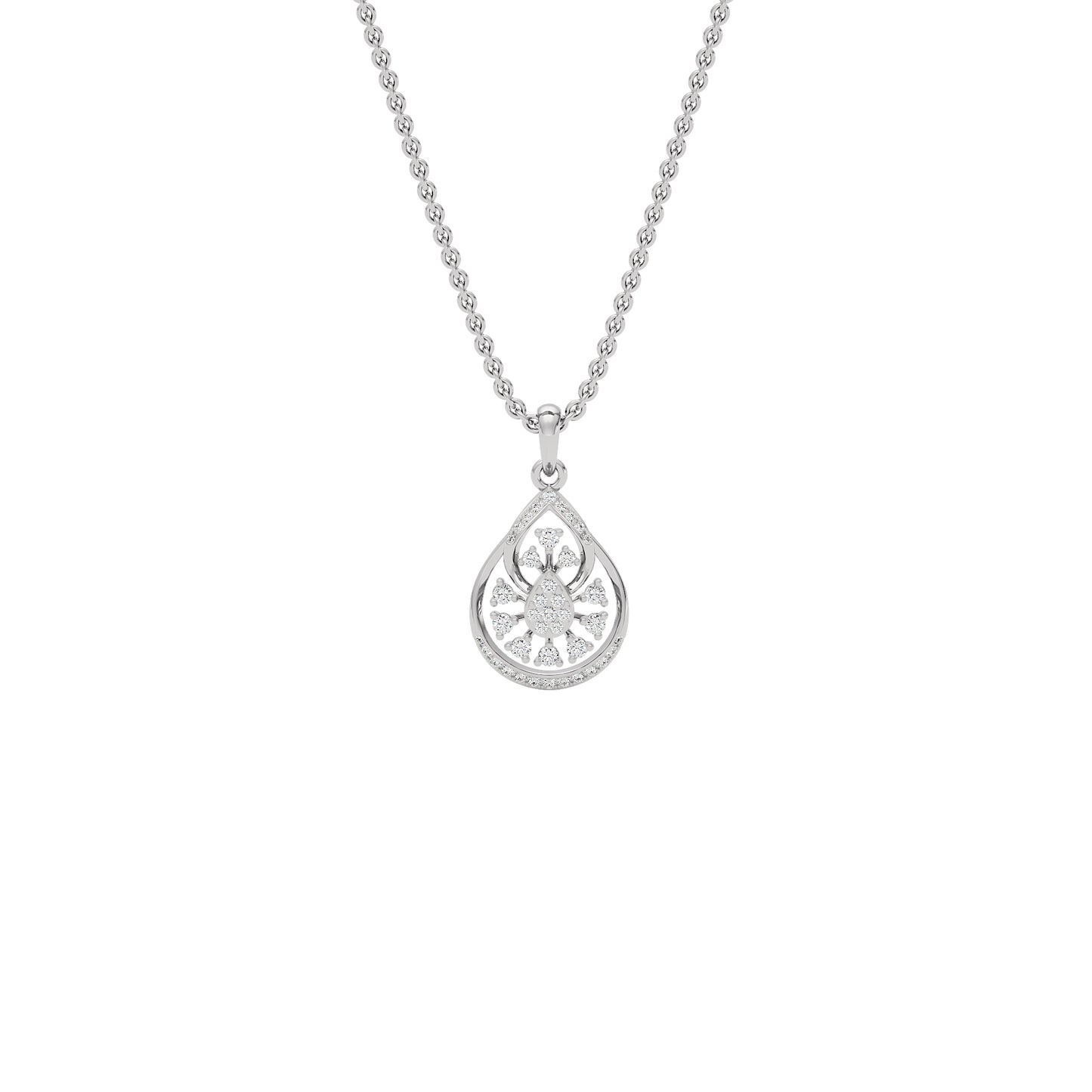 Leafy Glow Diamond Pendant 18 KT / White Gold