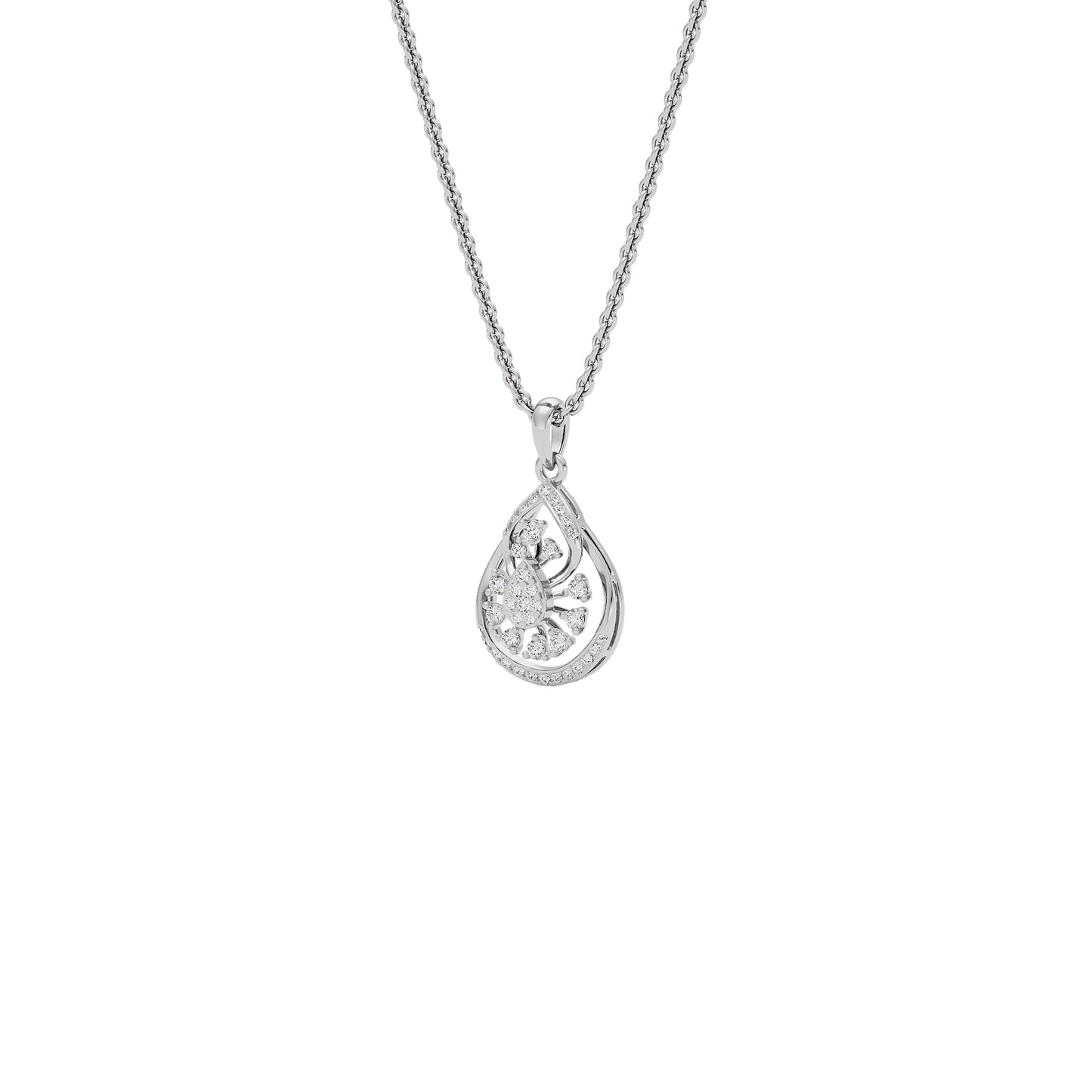 Leafy Glow Diamond Pendant 18 KT / White Gold