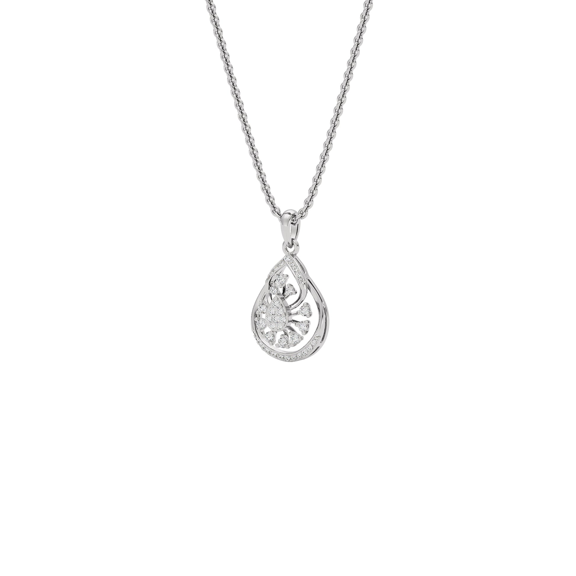 Leafy Glow Diamond Pendant 18 KT / White Gold
