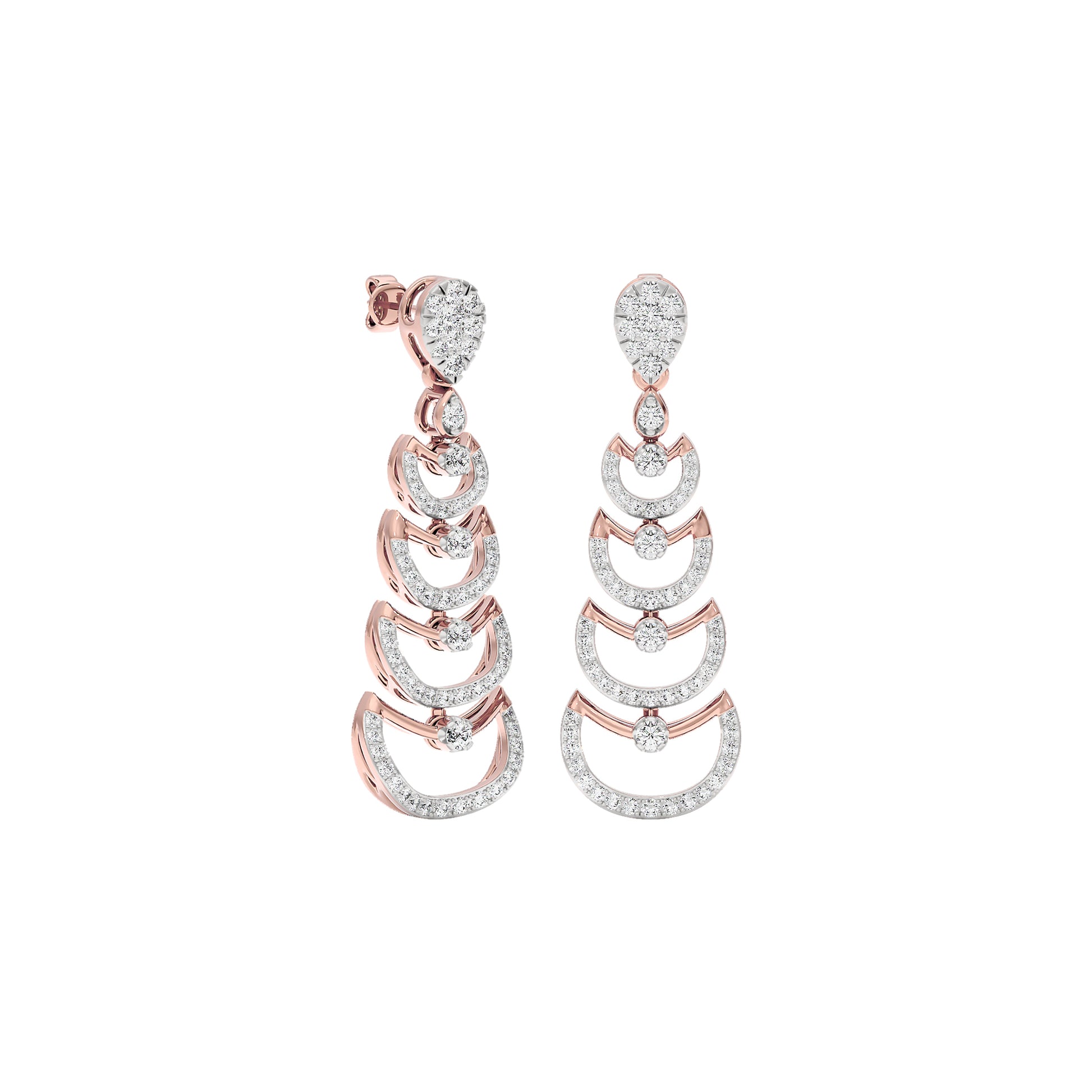 Glimmer Vibes Diamond Dangler Earrings 18 KT / Rose Gold