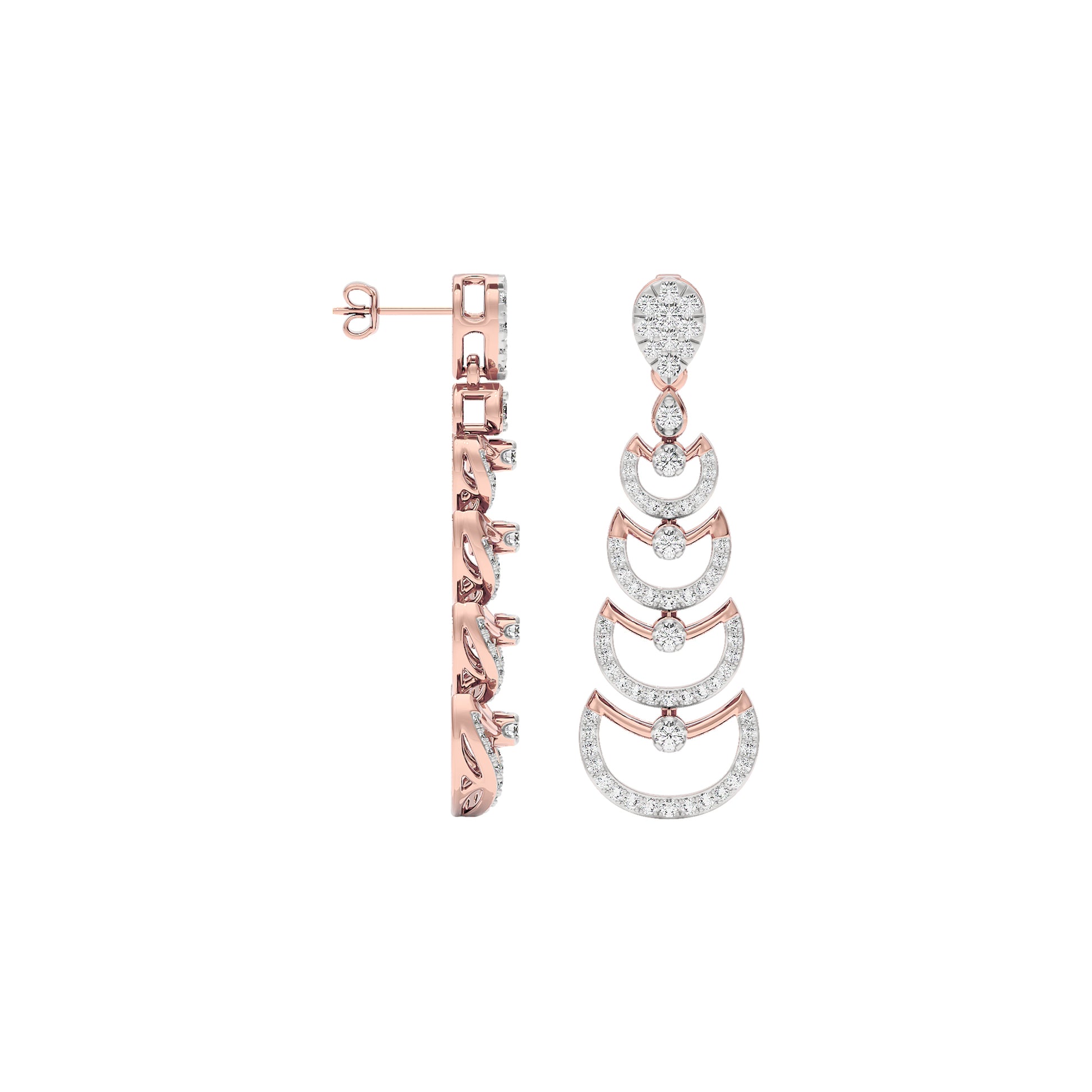 Glimmer Vibes Diamond Dangler Earrings 18 KT / Rose Gold