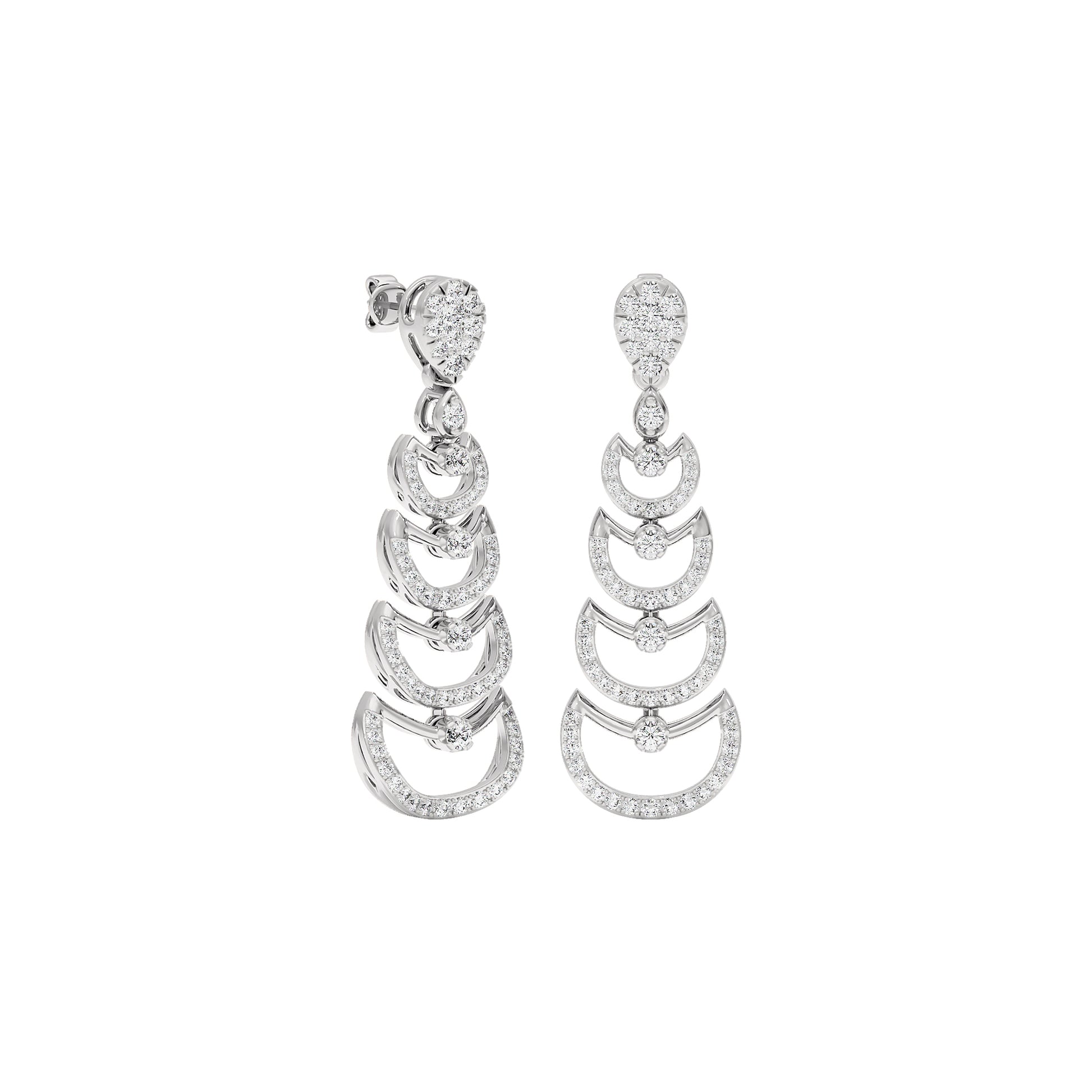 Glimmer Vibes Diamond Dangler Earrings 18 KT / White Gold