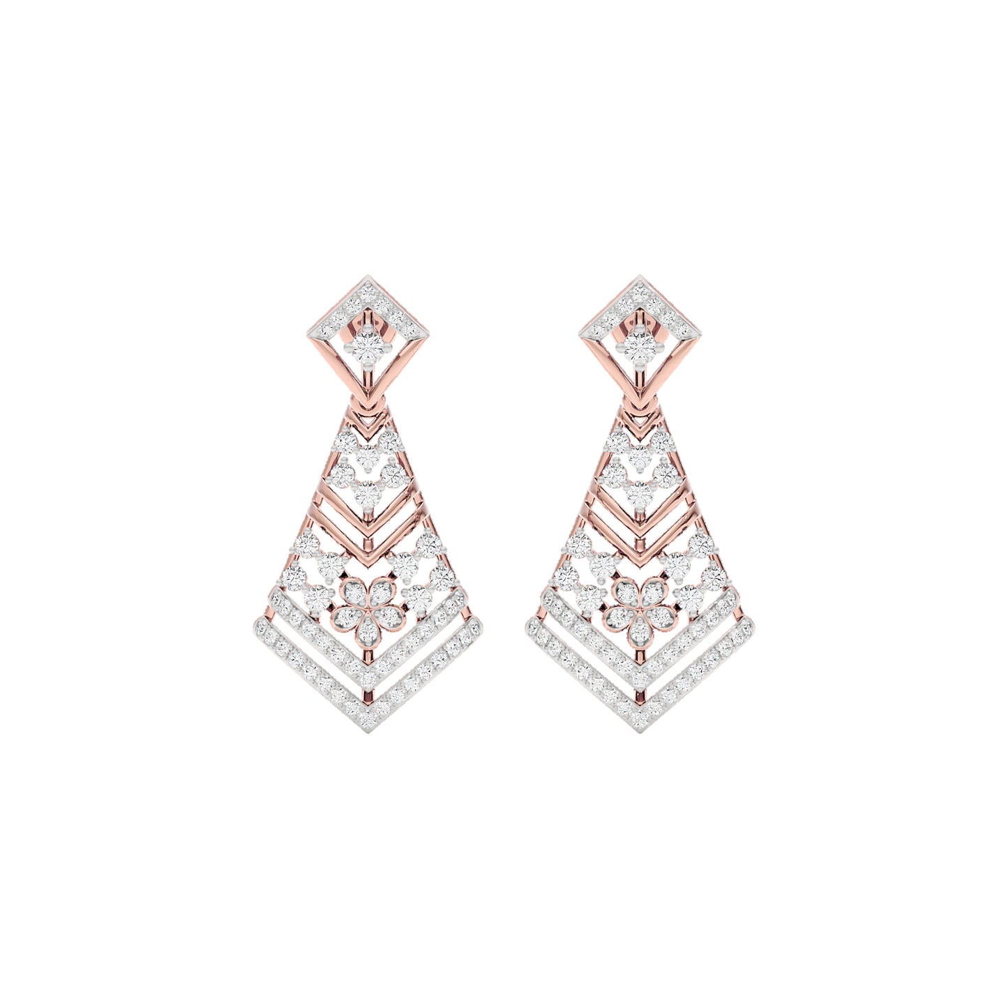 Luxe Angles Diamond Dangler Earrings 18 KT / Rose Gold