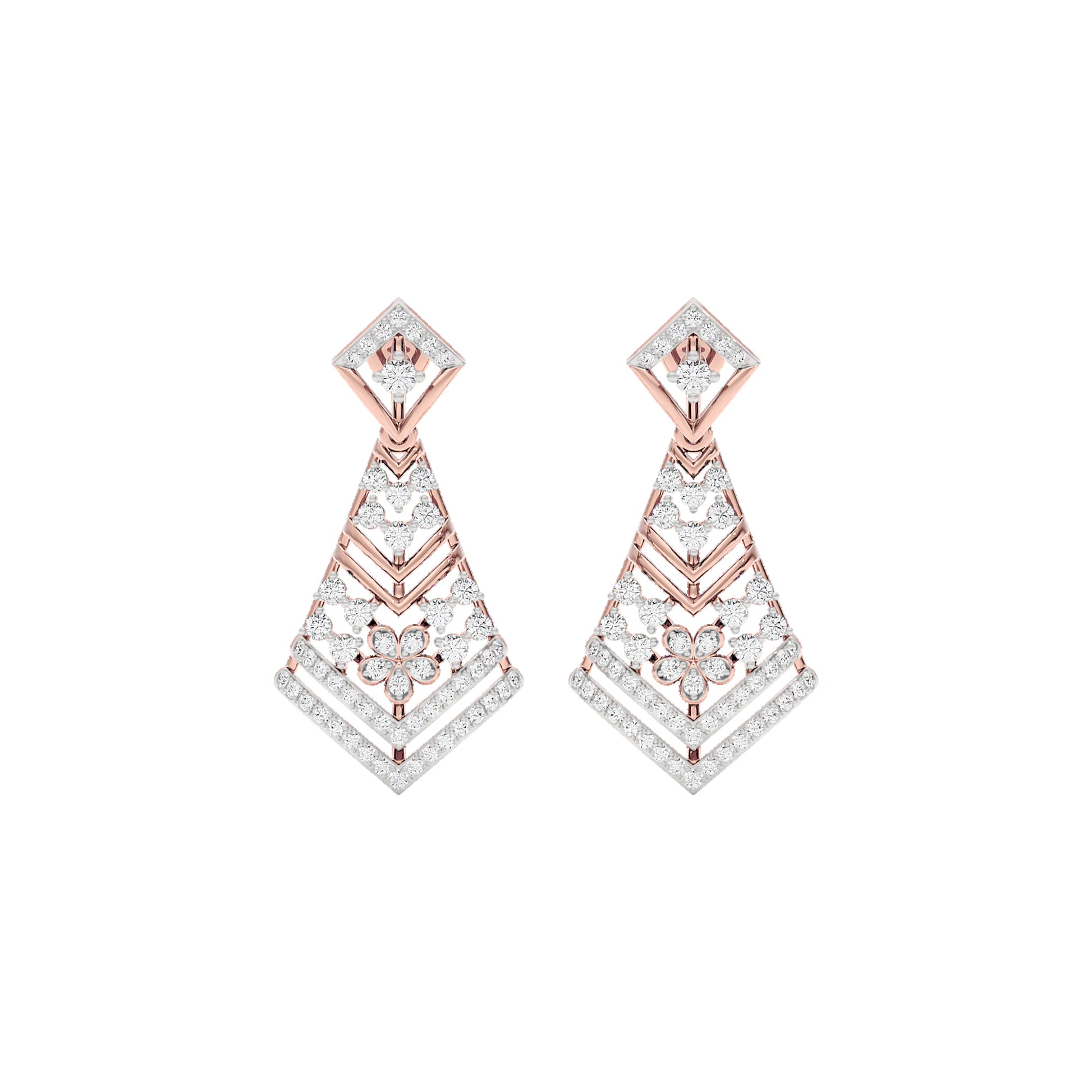 Luxe Angles Diamond Dangler Earrings 18 KT / Rose Gold