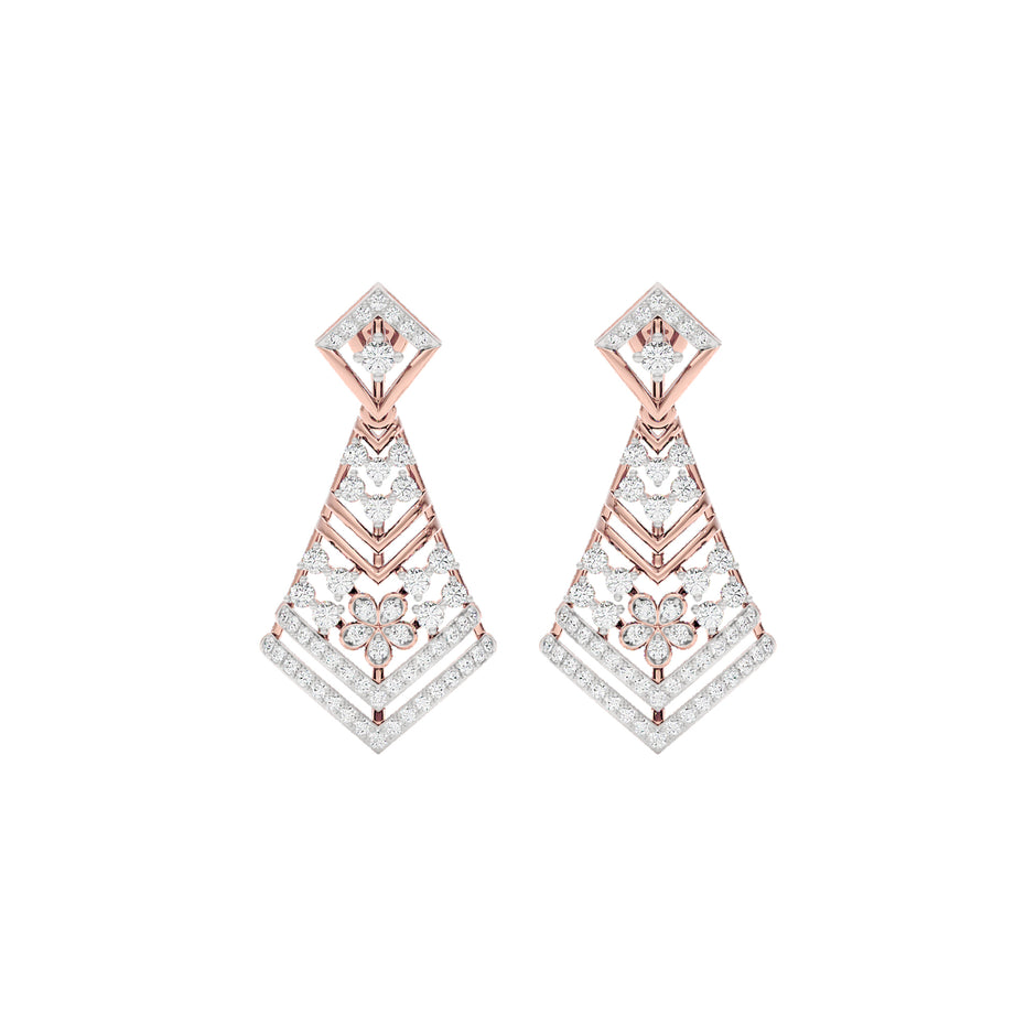 Luxe Angles Diamond Dangler Earrings 18 KT / Rose Gold
