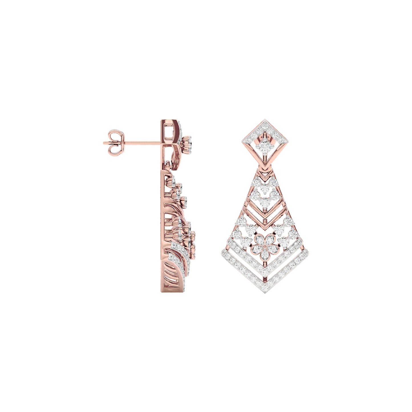 Luxe Angles Diamond Dangler Earrings 18 KT / Rose Gold