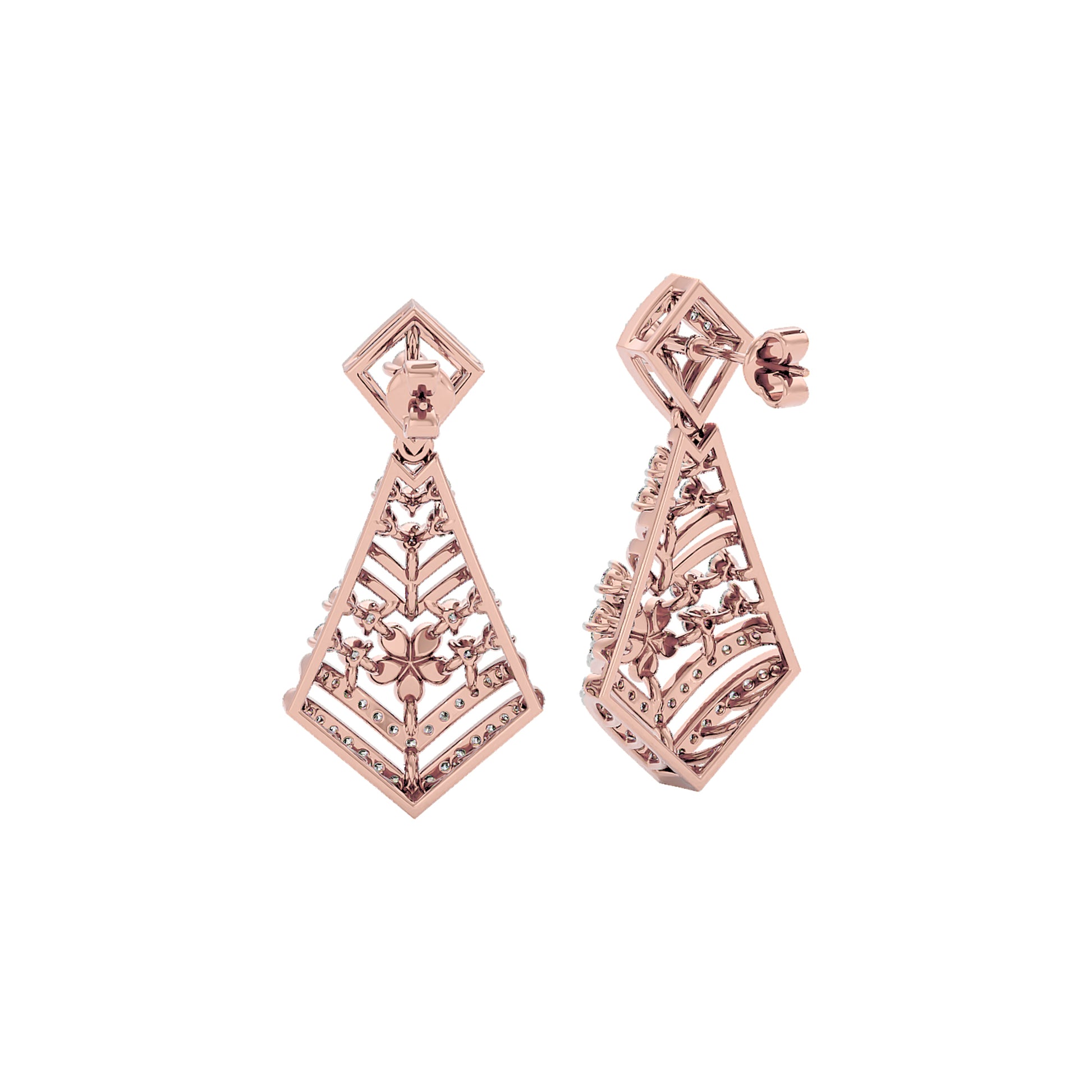 Luxe Angles Diamond Dangler Earrings 18 KT / Rose Gold