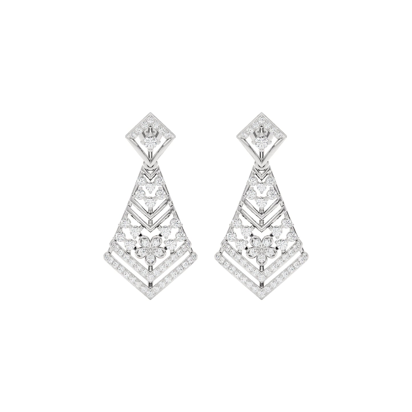 Luxe Angles Diamond Dangler Earrings 18 KT / White Gold