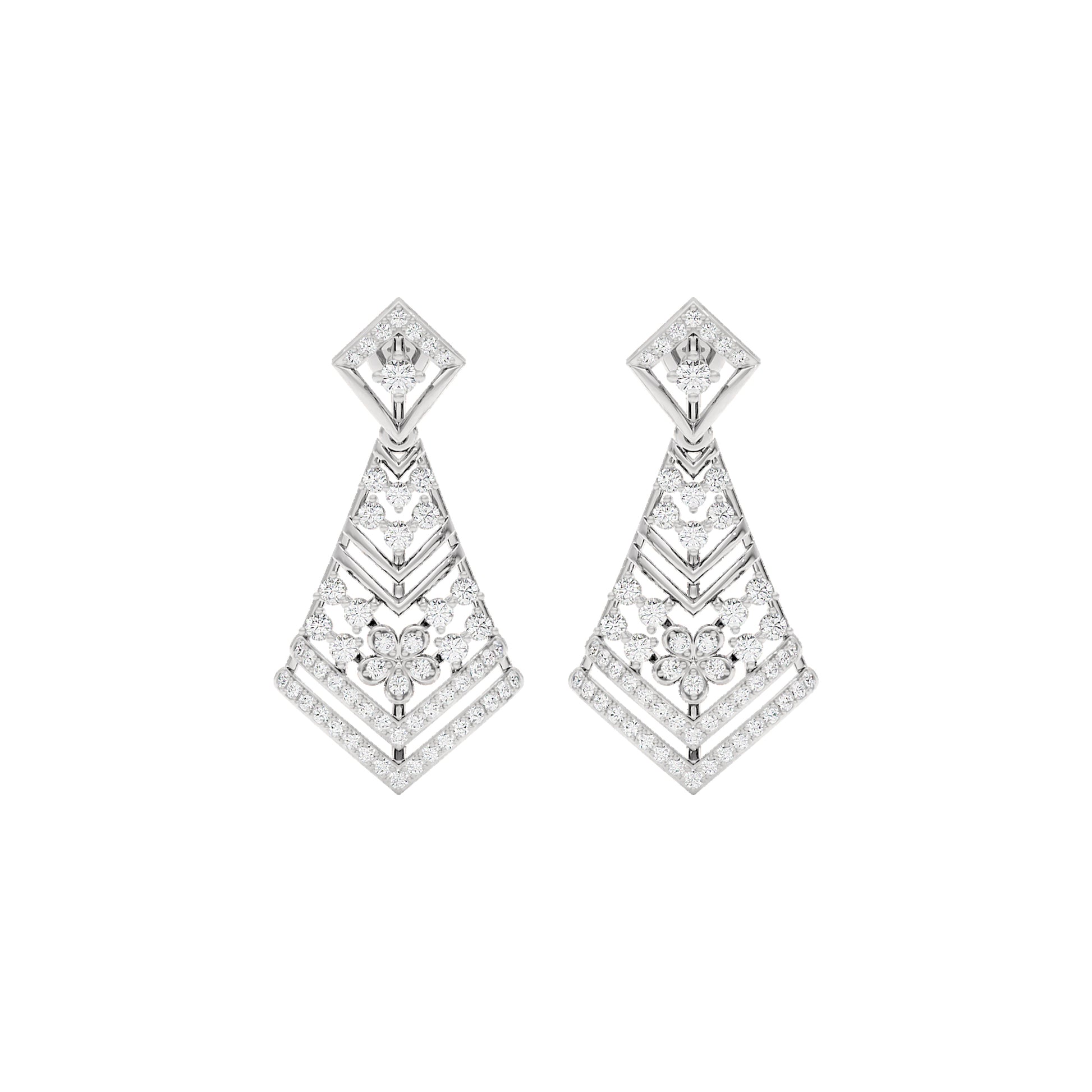 Luxe Angles Diamond Dangler Earrings 18 KT / White Gold