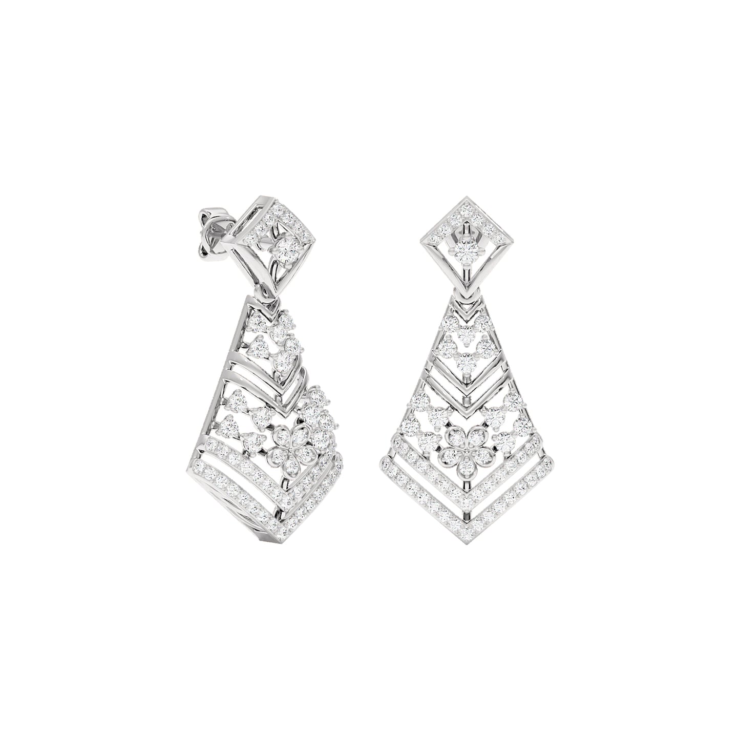 Luxe Angles Diamond Dangler Earrings 18 KT / White Gold