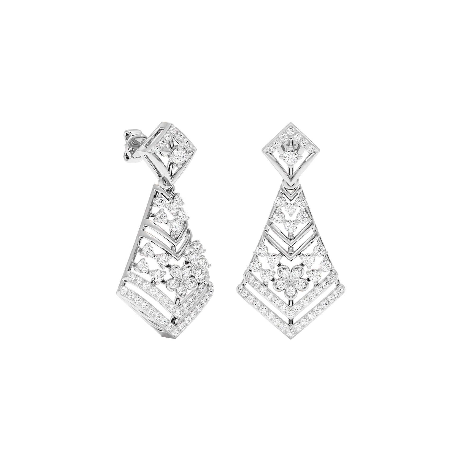 Luxe Angles Diamond Dangler Earrings 18 KT / White Gold