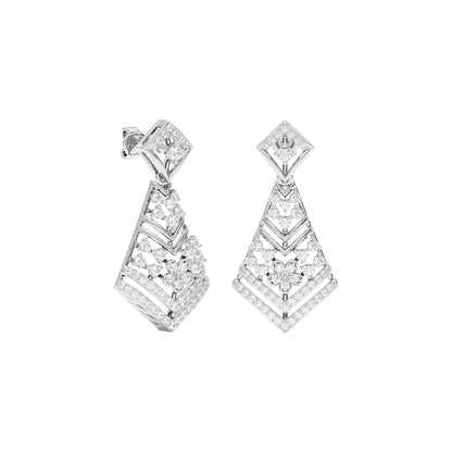 Luxe Angles Diamond Dangler Earrings 18 KT / White Gold