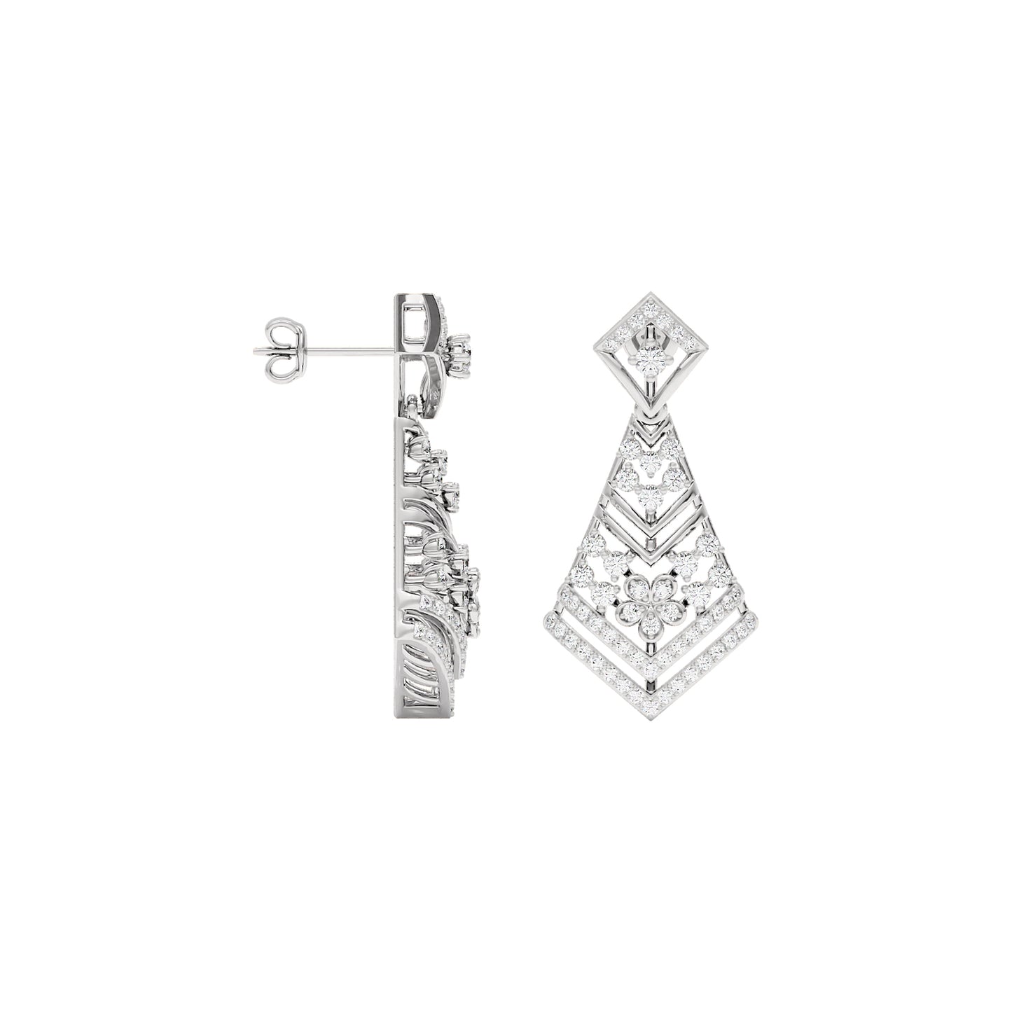 Luxe Angles Diamond Dangler Earrings 18 KT / White Gold