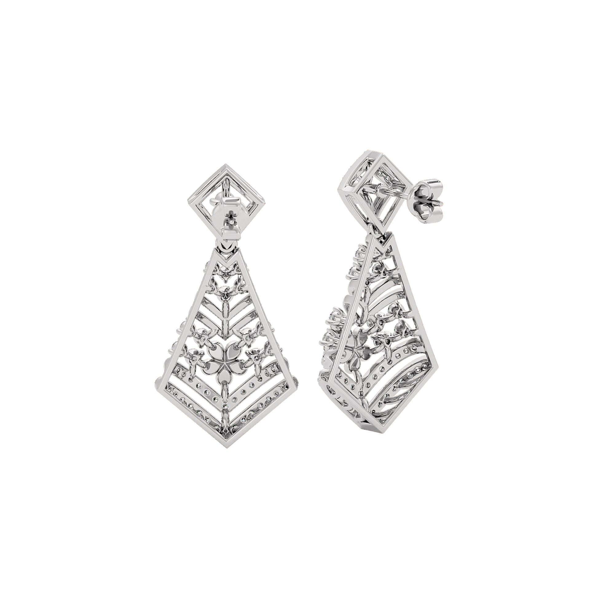 Luxe Angles Diamond Dangler Earrings 18 KT / White Gold