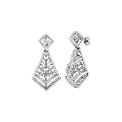 Luxe Angles Diamond Dangler Earrings 18 KT / White Gold