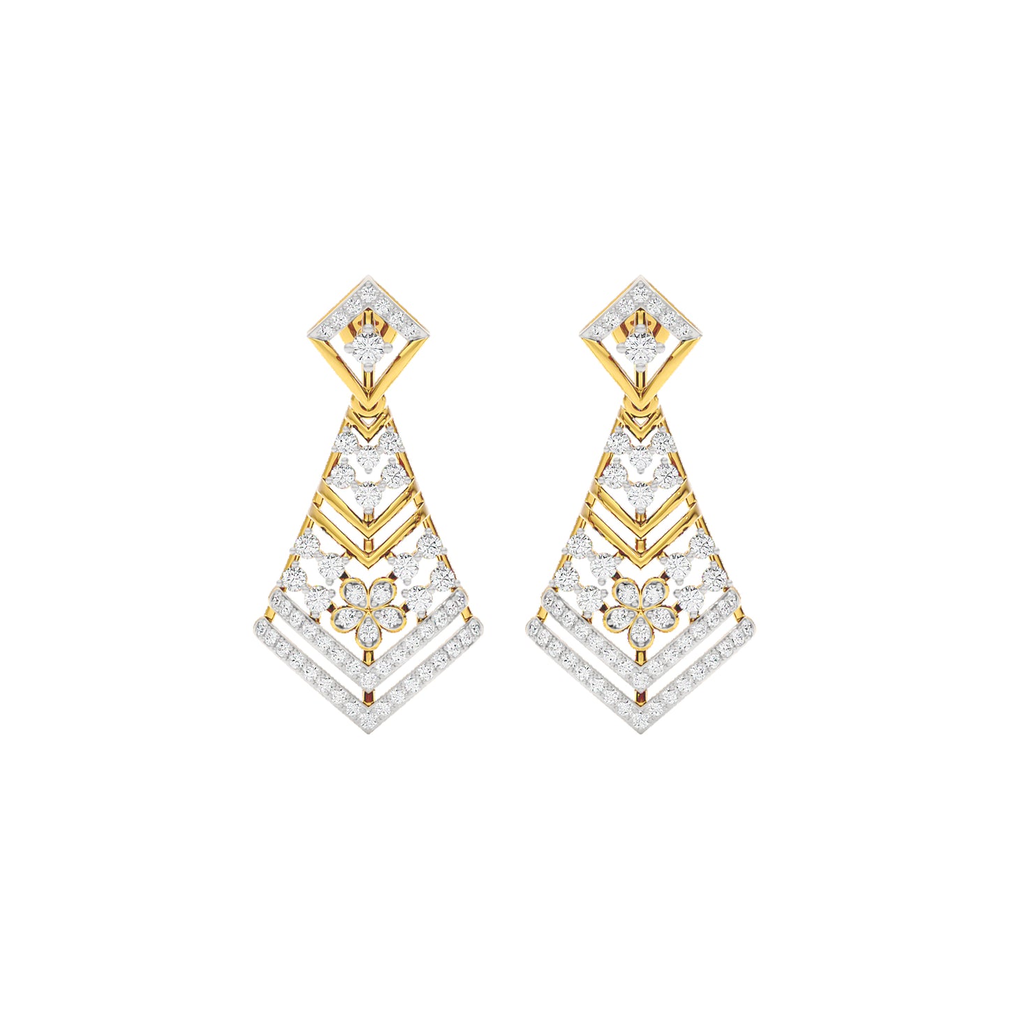 Luxe Angles Diamond Dangler Earrings 18 KT / Yellow Gold