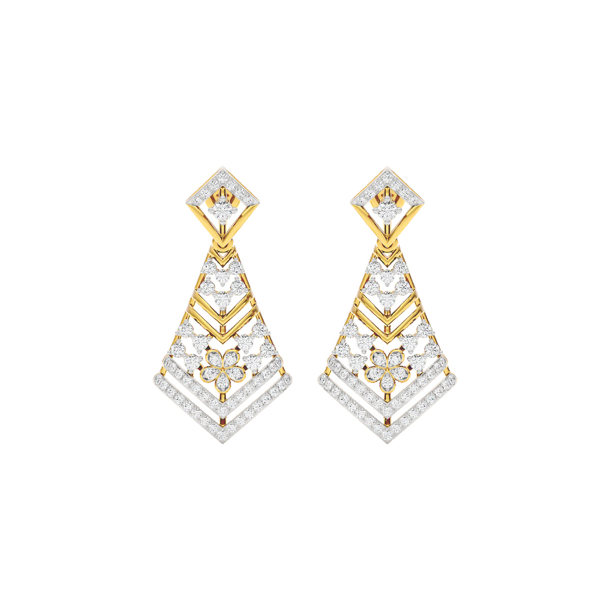 Luxe Angles Diamond Dangler Earrings 18 KT / Yellow Gold