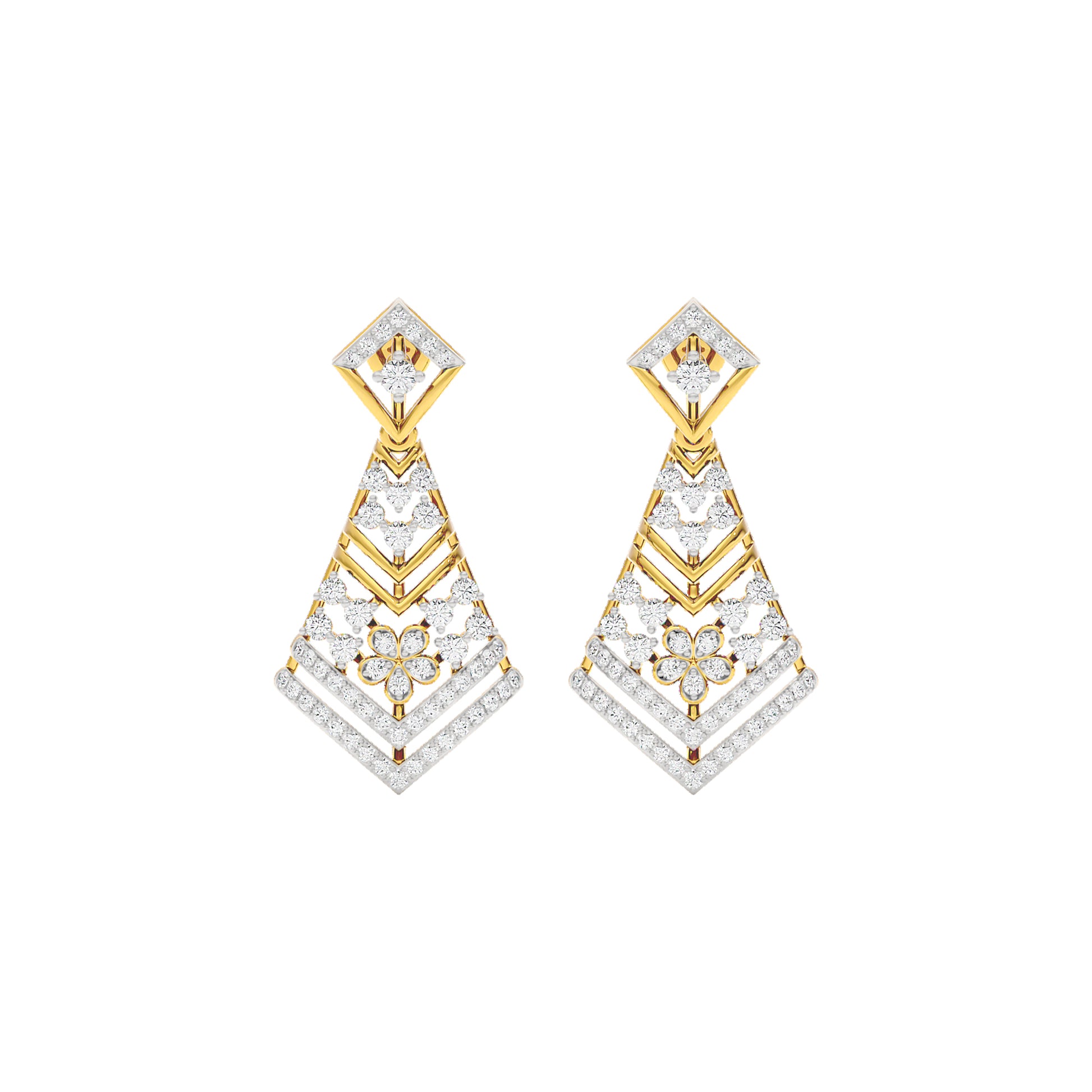 Luxe Angles Diamond Dangler Earrings 18 KT / Yellow Gold