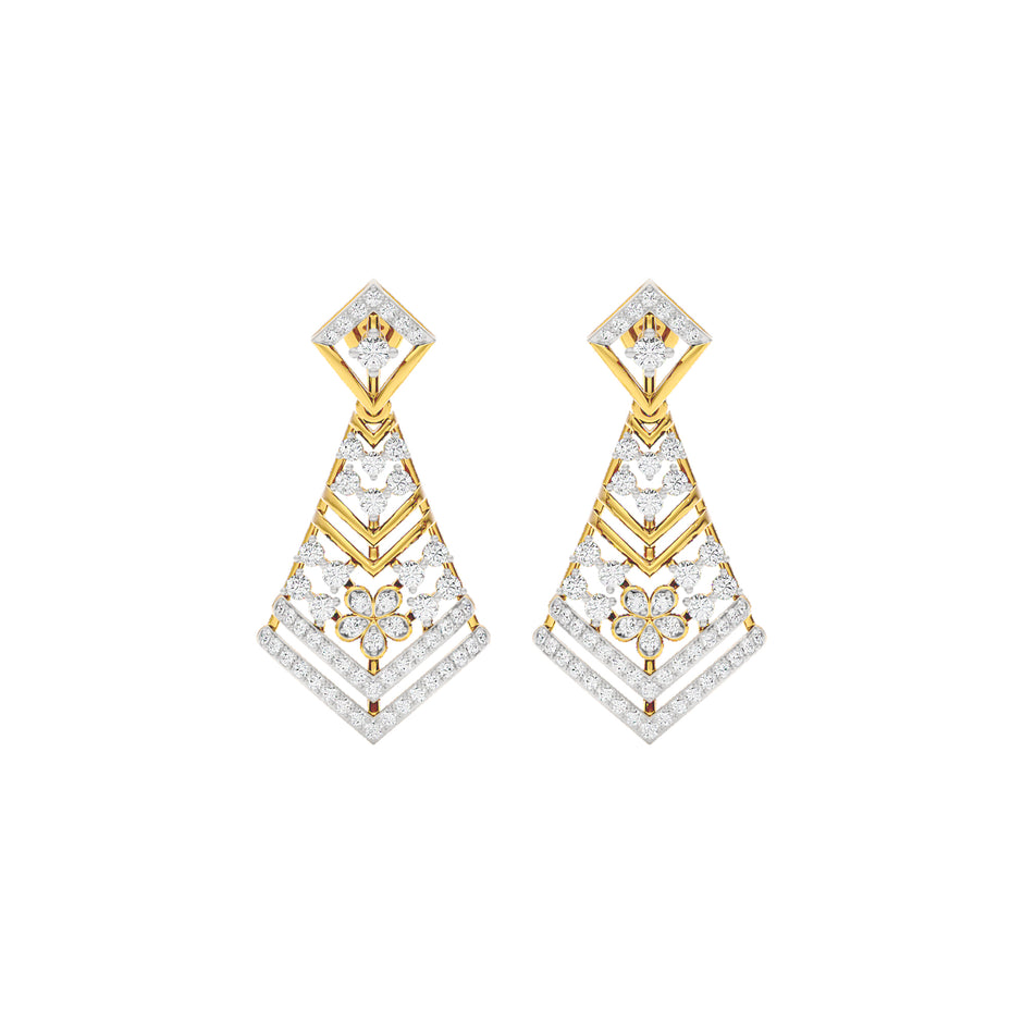 Luxe Angles Diamond Dangler Earrings 18 KT / Yellow Gold