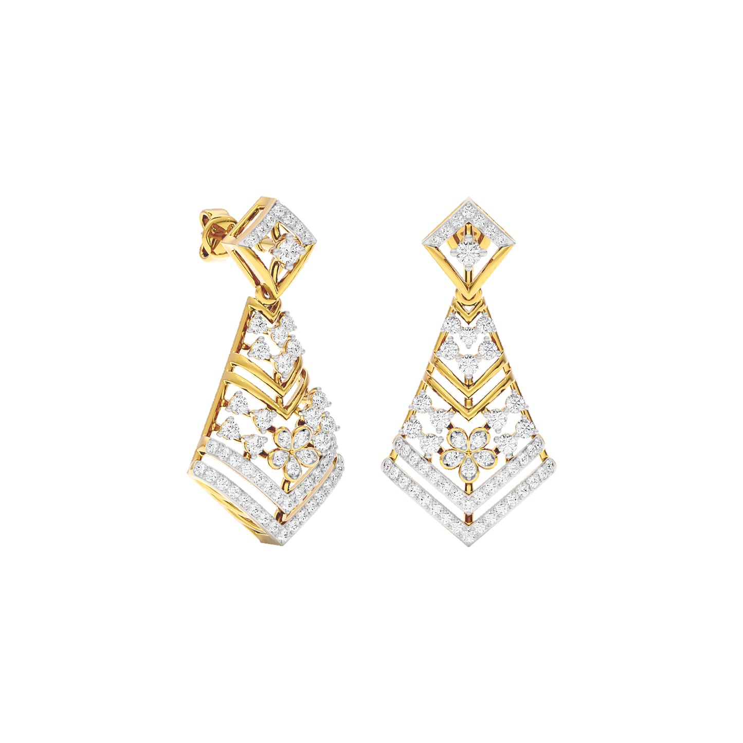 Luxe Angles Diamond Dangler Earrings 18 KT / Yellow Gold